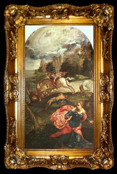 framed  Jacopo Robusti Tintoretto St.George and the Dragon, ta009-2